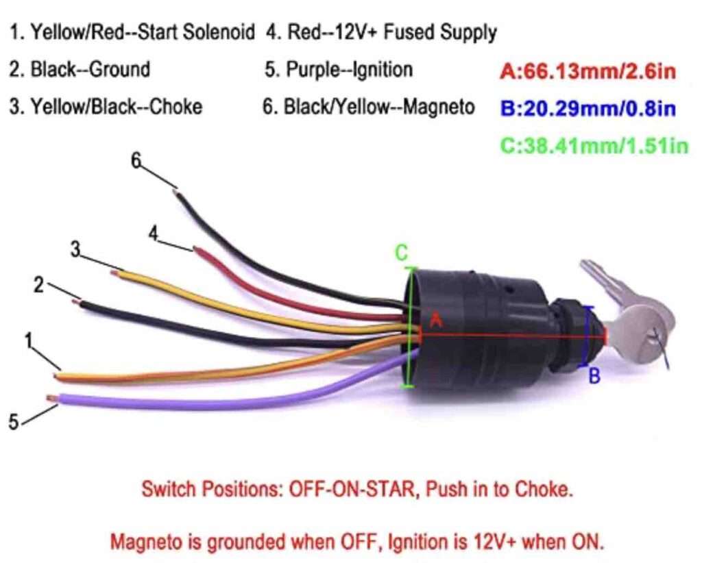 What color are the ignition switch wires?What is R1 and R2 on ignition switch?Which wire should an ignition ACC connect to?