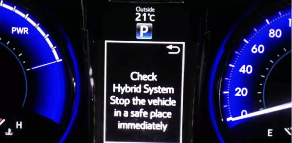 cause of check hybrid system stop the vehicle in a safe place