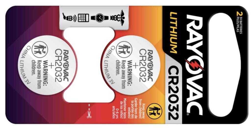 5. Rayovac CR2032 3V Batteries, 3 Volt Battery Lithium Coin, 2 Count