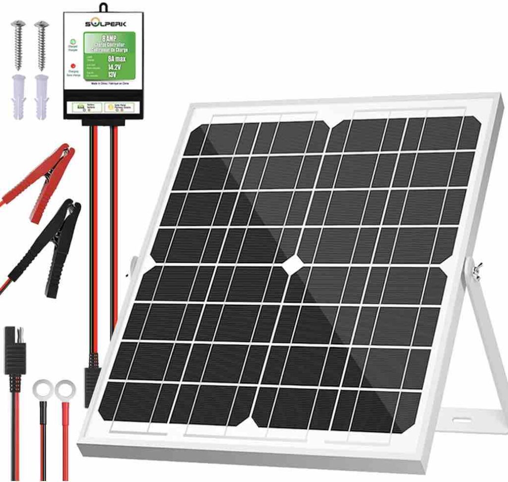 5. SOLPERK Solar Panel Kit 20W 12V, Solar Battery Trickle Charger Maintainer.